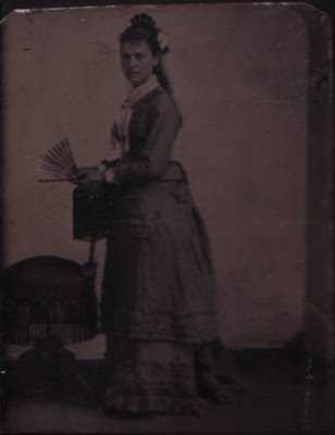 Standing Woman with Flower and Fan - Tintype
