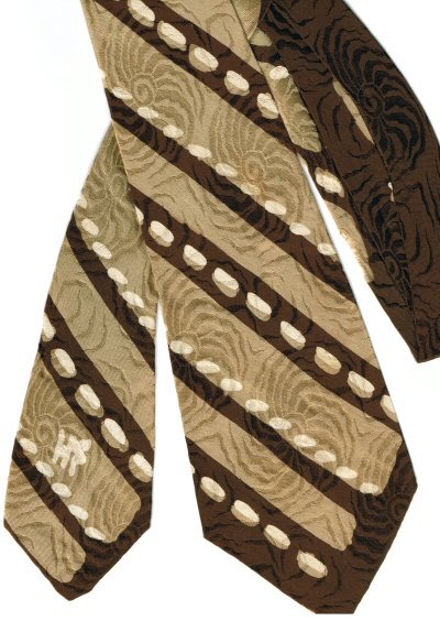 Will's Vintage Ties: Dotted stripes of brown on gold