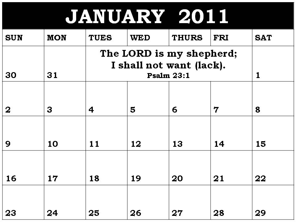 Detlaphiltdic Christian January 2011 Calendar With Bible Verses