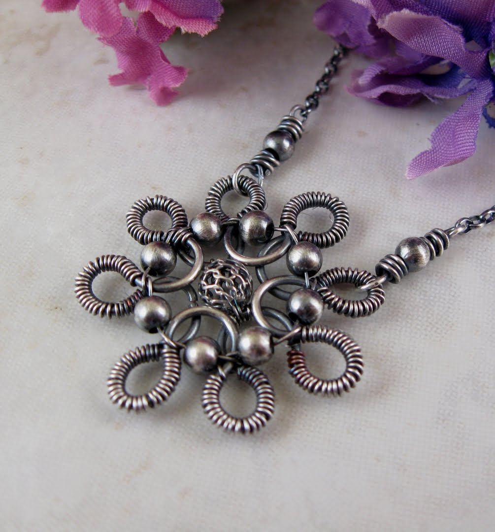 Wickwire Jewelry: Week 23-Silver Flower Necklaces