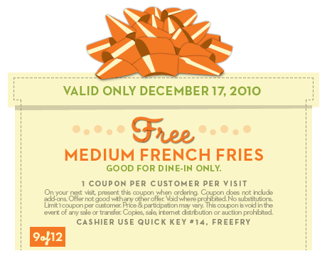 Whataburger inaccuracies The Magic of Coupons: Whataburger 12 Days - Free Medium French Fries 12-17-10