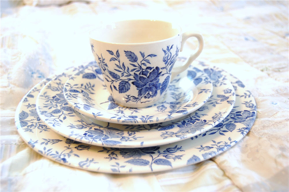 The Story of a Seamstress From My Hopechest Blue Rose Dishes