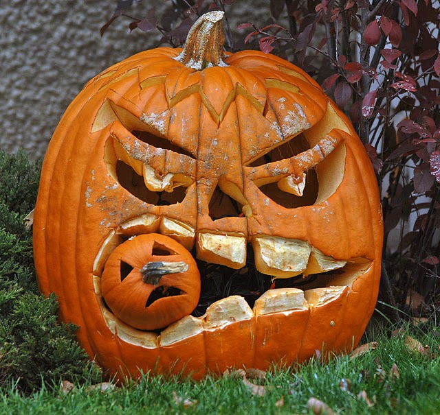 headlights and bright lights: crazy pumpkin carvings