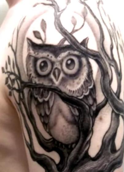 black and white owl tattoos