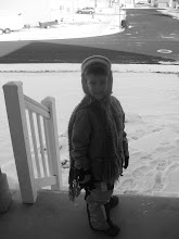 Cannon helping his Dad shovel the steps