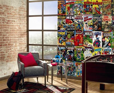 Modern Design: Wallpaper Design : Mural Made from Marvel Comic ...