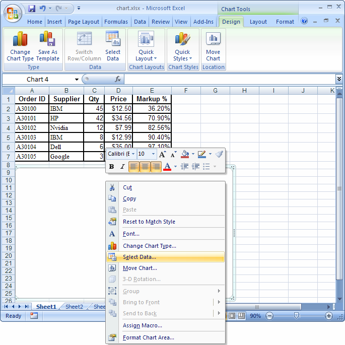 Advance I.T Education: Graph In Mircro Soft Excel 2007