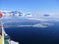 Calving Debris, right after collapse of iceberg (behind)