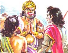 anjaneya swami with lord rama and lakshman