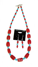 Coral chunks and smaller coral beads with turquoise accents