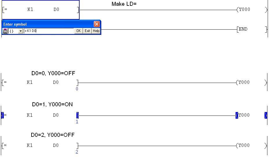 LD= instructions on Mitsubishi PLC