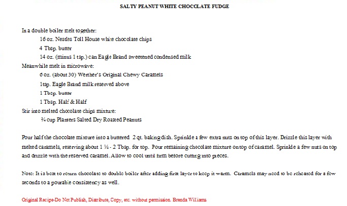 bkwilliams: Salty Peanut White Chocolate Fudge