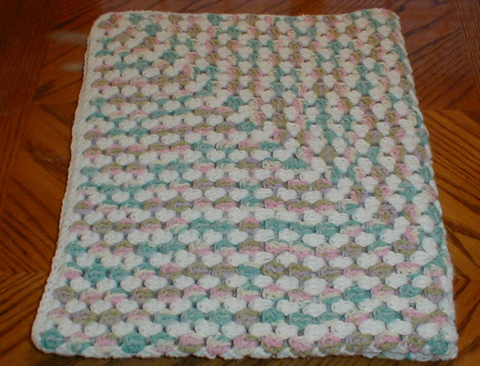 Karens Crocheted Garden of Colors Rectangle Granny Square Baby Blanket