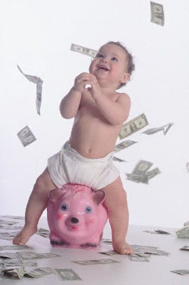 baby very happy with money