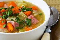 soup pressure ham beans cooker vegetable giant leaves bay kalynskitchen
