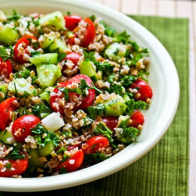 Bulgar Salad with Tomatoes, Cucumbers, Parsley, Mint, and Lemon