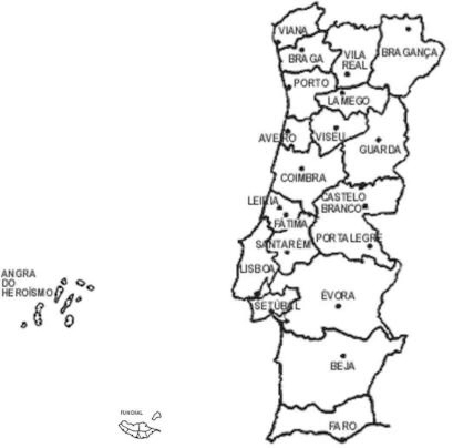 Desenho de Mapa mudo de Portugal para colorir