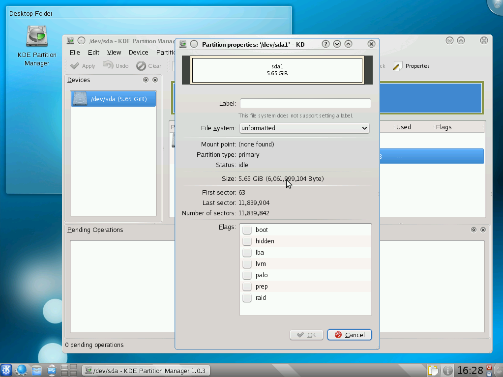 KDE Partition Manager 1.0.3 Live CD