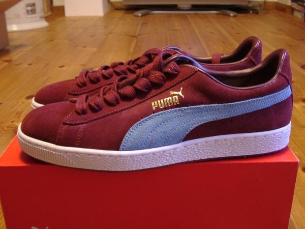 mens claret and blue trainers