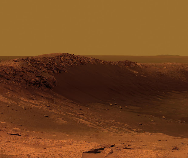 Mars Exploration Rover Opportunity is studying Santa Maria crater