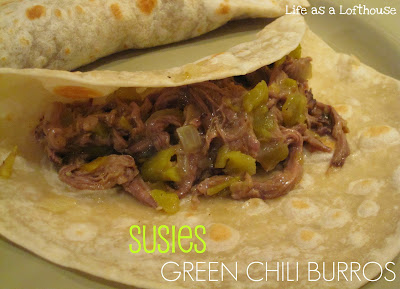 Susies Green Chili Burros are made from Cross Rib Roast that is shredded and mixed with a heavenly Green Chili Gravy you make from the drippings. Life-in-the-Lofthouse.com