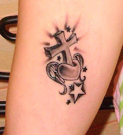 picture of cross angel wing tattoo