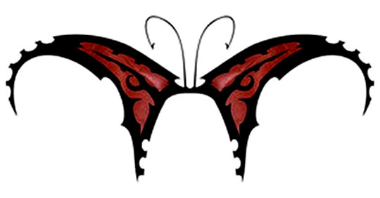 Whereas the tribal butterfly tattoo is usually done in plain black ink.