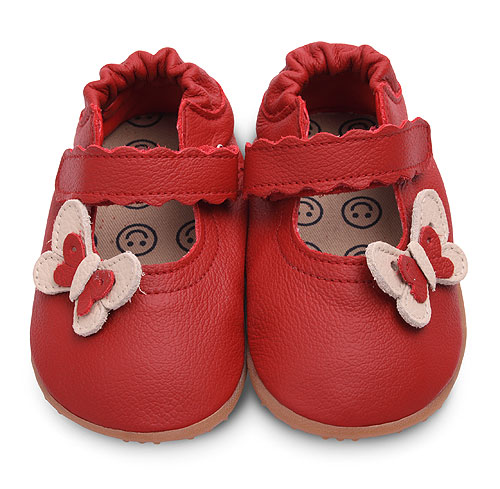 ShooShoos Baby And Toddler Shoes - Red / Cream Butterfly Smiley ...