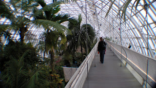 Jackie crosses the bridge that runs the length of the gardens.