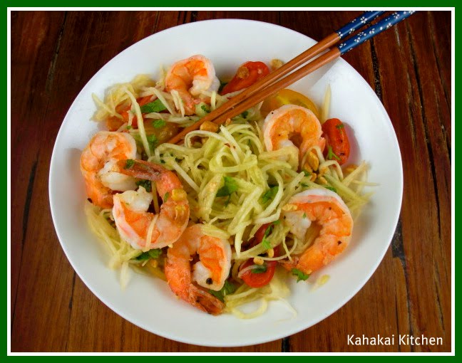 Kahakai Kitchen Green Papaya Salad with Shrimp Beating the Heat with