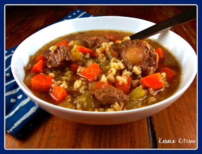 Kahakai Kitchen: Ina's Rich Beef Barley Soup for Souper (Soup, Salad ...