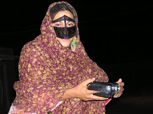 Mehrnaz con el burqa.