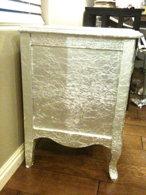 Refinished Nightstand With Tin Foil Remodelaholic