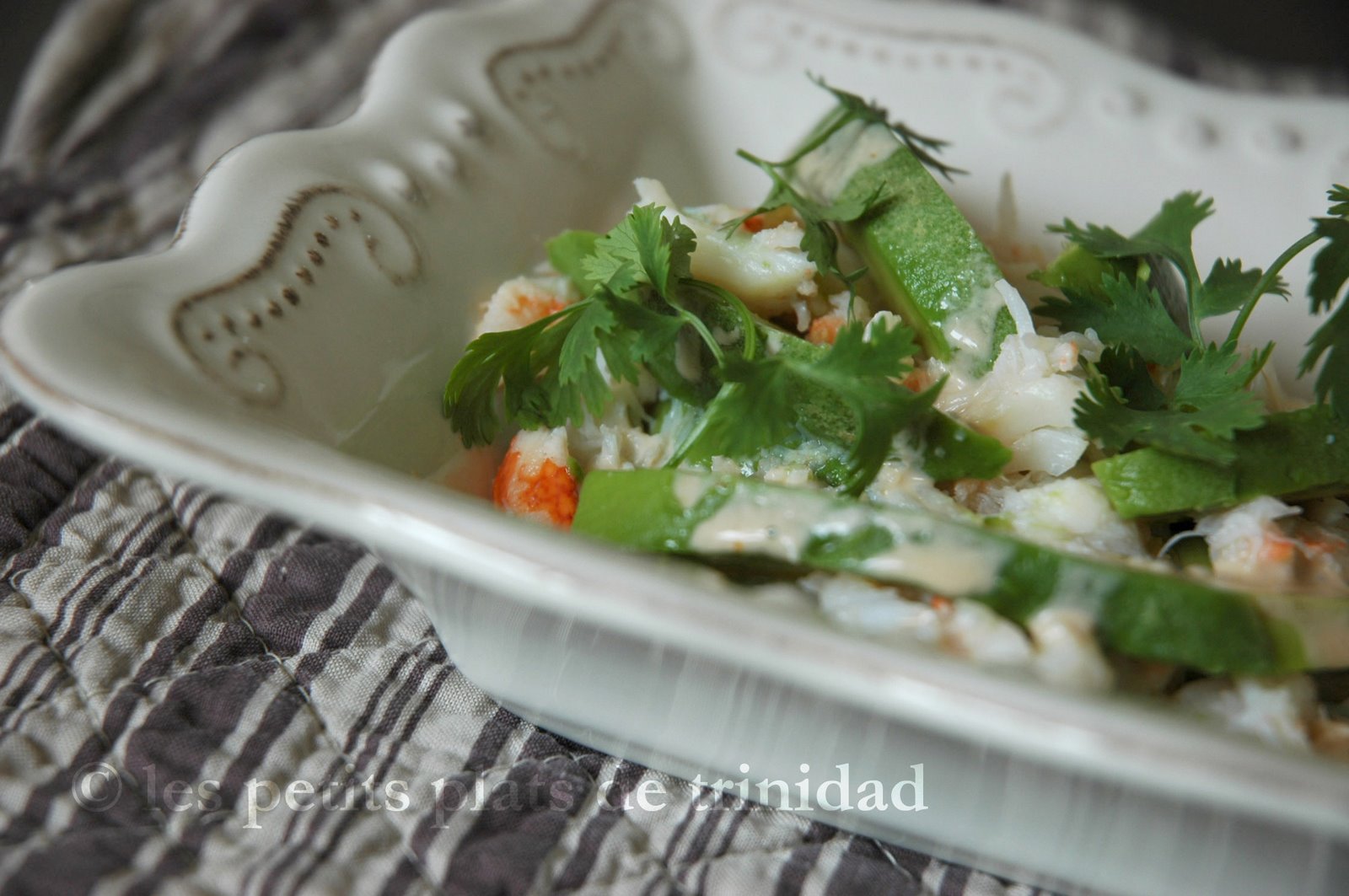 Salade de crabe et avocat au lait de coco recettes entrees Mille feuille croustillant de crabe et davocats