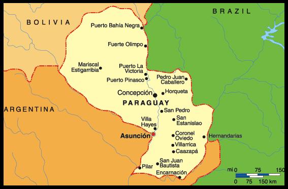Карта парагвай на карте мира