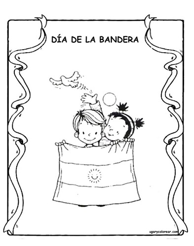 colorear Día de la bandera argentina - Colorear dibujos infantiles