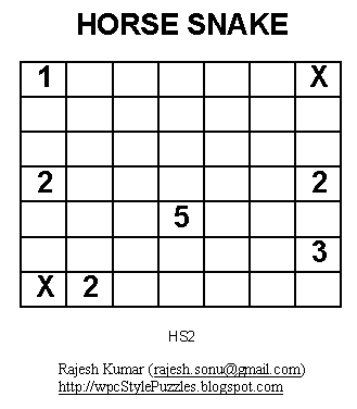 Logic Printable Puzzle: Horse Snake