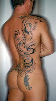 tribal back tattoo for men