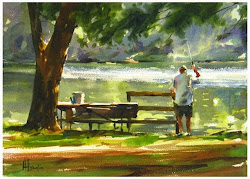 andy evansen shore fishing brush paper water