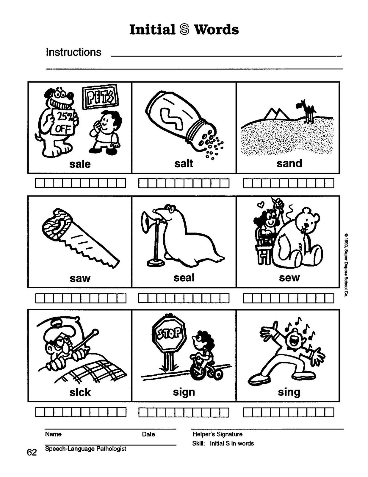 s words speech therapy worksheets