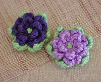 crochet flower magnet purple green