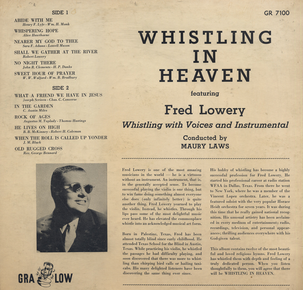 The Good, Bad & Ugly Gospel Record Barn Whistling In Heaven Fred Lowery
