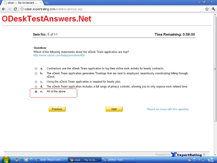 Odesk Test Answers