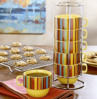 stackable striped mugs