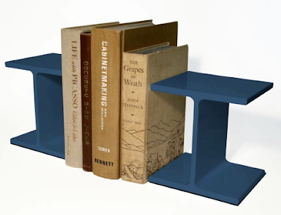 ibeam steel bookends in blue