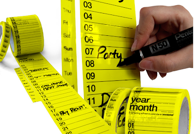 yellow adhesive tape calendar