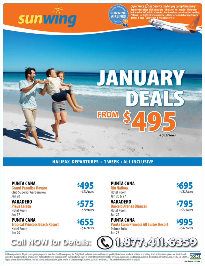411 travelbuys Blog 411travelbuys.ca January Deals Atlantic from Halifax with Sunwing Vacations