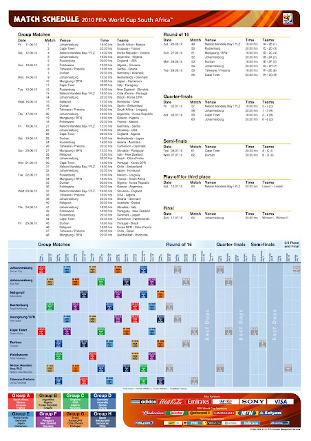 Mr and Mrs MADNESS: 2010 FIFA World Cup Match Schedule & Groups