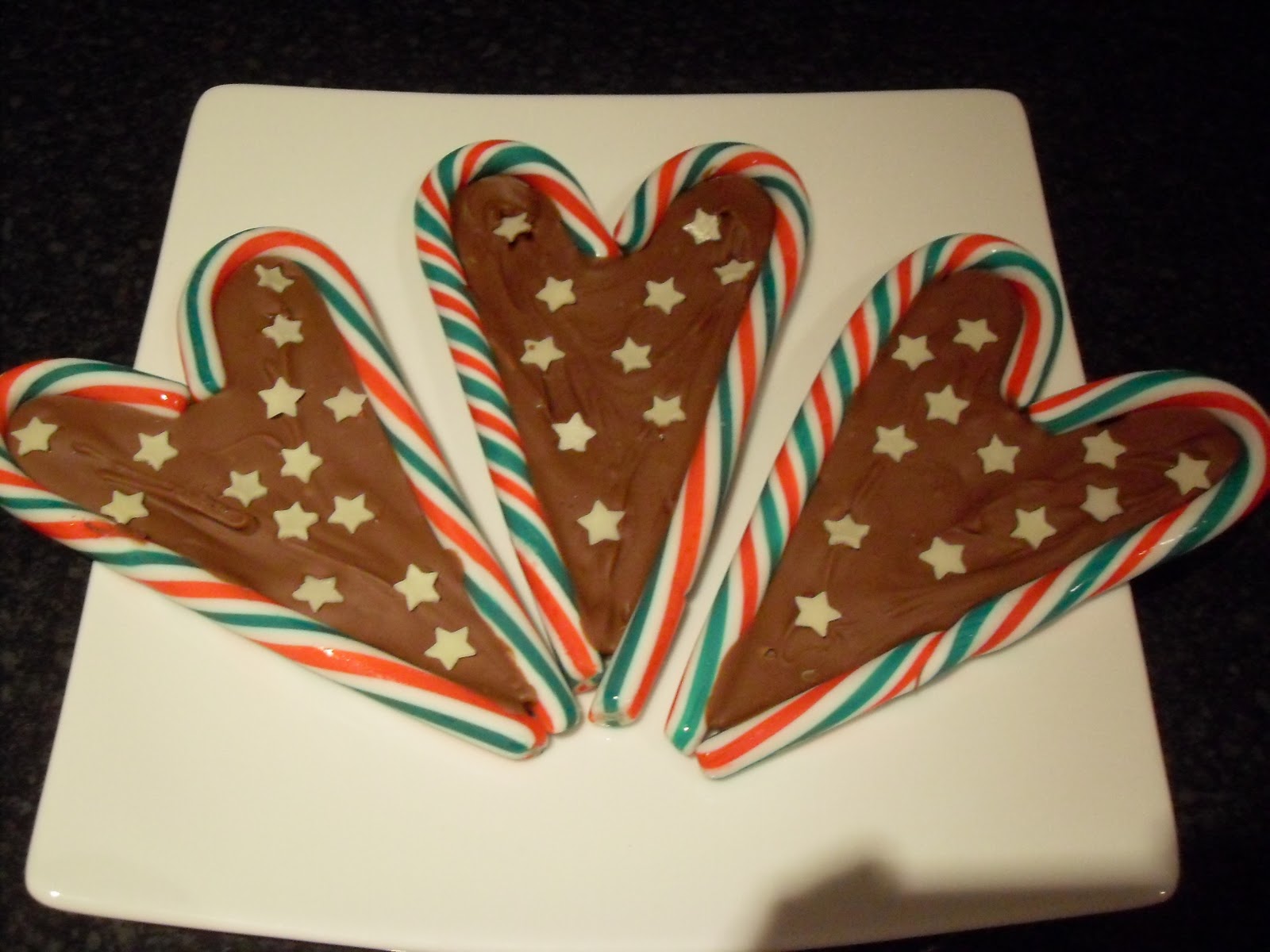 Candy Cane Chocolate Hearts