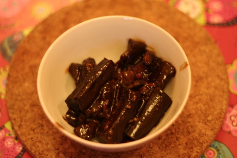 What's cooking? Chinese stewed aubergine with garlic, ginger and chilli